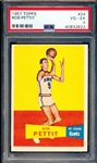 1957-58 Topps Basketball- #24 Bob Pettit, St. Louis Hawks- PSA Vg-Ex 4
