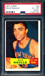 1957-58 Topps Basketball- #29 Willie Naulls, Knicks- PSA EX-Mt 6 (OC)- Rookie! 