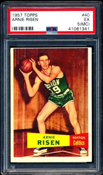 1957-58 Topps Basketball- #40 Arnie Risen, Boston Celtics- PSA Ex 5 (MC)