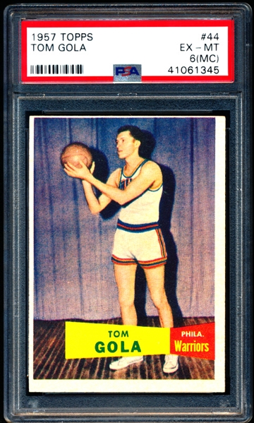 1957-58 Topps Basketball- #44 Tom Gola, Phila. Warriors- PSA Ex-MT 6(MC)