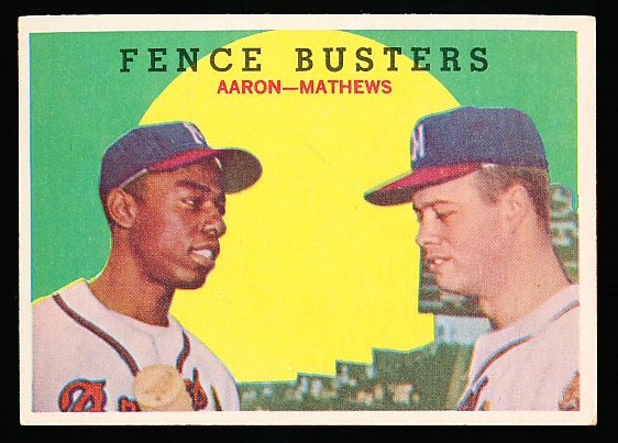 1959 Topps Baseball- #212 Fence Busters- Aaron/ Mathews