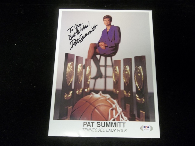 Autographed and Inscribed Pat Summitt NCAA Women’s BK Color 8-1/2” x 11” Photo- PSA Certified