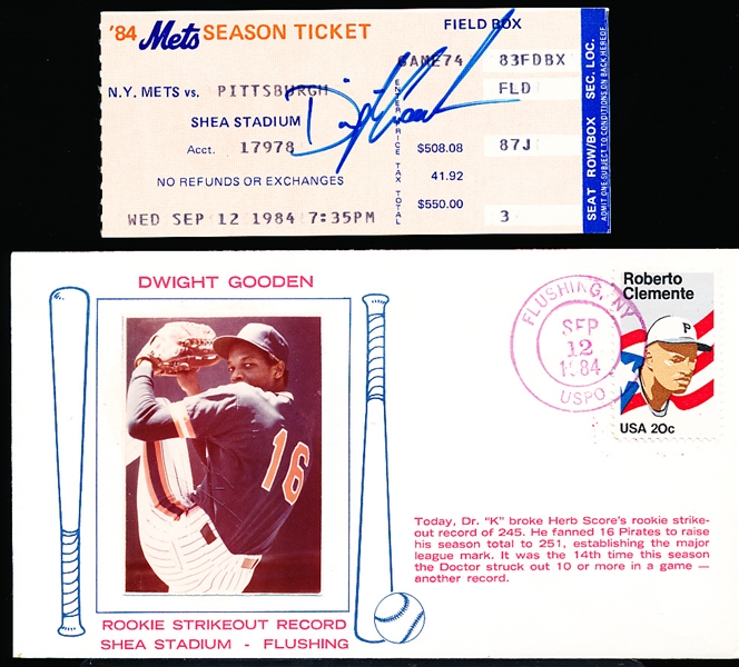 Autographed 9/12/84 Pittsburgh Pirates @ New York Mets MLB Ticket Signed by Dwight Gooden