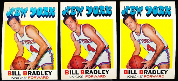 1971-72 Topps Basketball- #2 Bill Bradley- 3 Cards