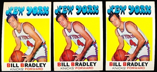 1971-72 Topps Basketball- #2 Bill Bradley- 3 Cards