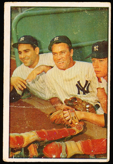 1953 Bowman Baseball Color- #44 Berra/ Bauer/ Mantle