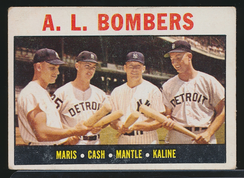 1964 Topps Baseball- #331 AL Bombers- Maris/ Cash/ Mantle/ Kaline