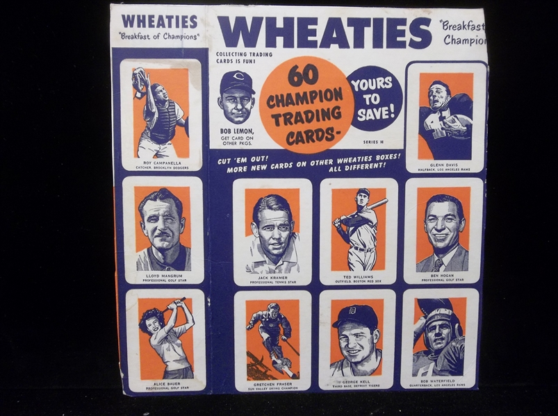 1952 Wheaties Multi-Sport Side & Back Panel from Box- Series H
