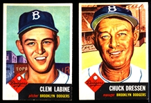 1953 Topps Baseball- 2 Diff Brooklyn Dodgers
