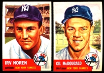 1953 Topps Baseball- 2 Diff NY Yankees