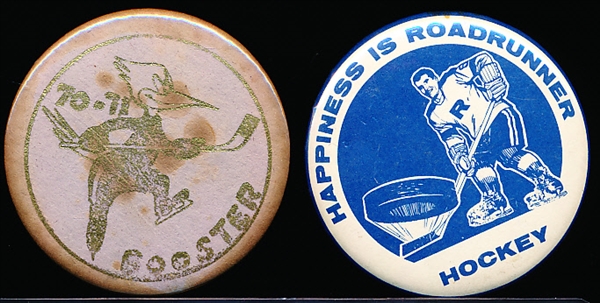 Early 1970’s WHL Phoenix Roadrunners 2-1/8” Diameter Buttons-2 Diff.