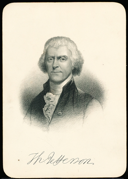 1882 Trautmann Publishing “Presidents of the United States” Steel Plate Engraving Card- Thomas Jefferson