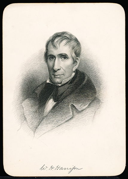 1882 Trautmann Publishing “Presidents of the United States” Steel Plate Engraving Card- William Henry Harrison