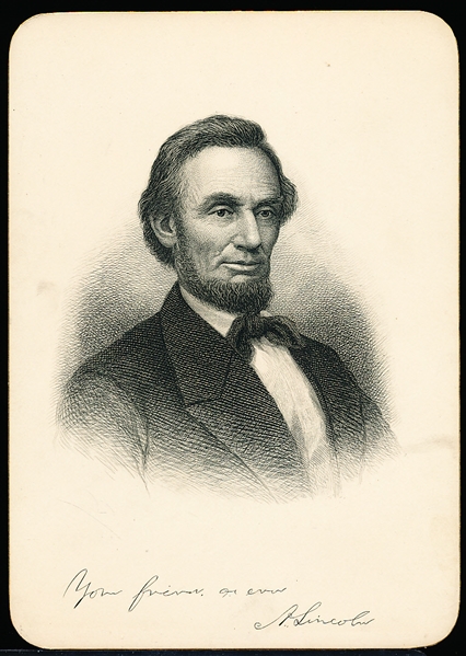 1882 Trautmann Publishing “Presidents of the United States” Steel Plate Engraving Card- Abraham Lincoln