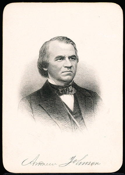 1882 Trautmann Publishing “Presidents of the United States” Steel Plate Engraving Card- Andrew Johnson