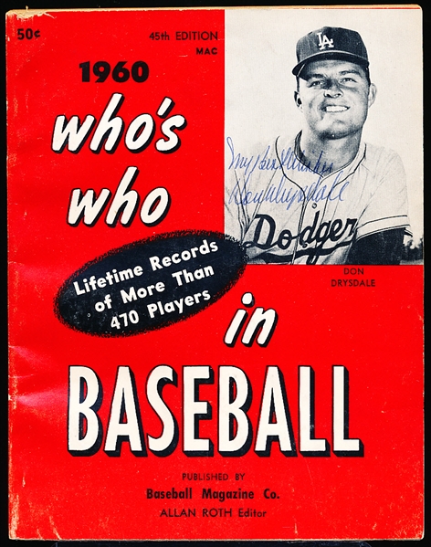 Autographed 1960 MLB Who’s Who in Baseball- by Cover Subject Don Drysdale