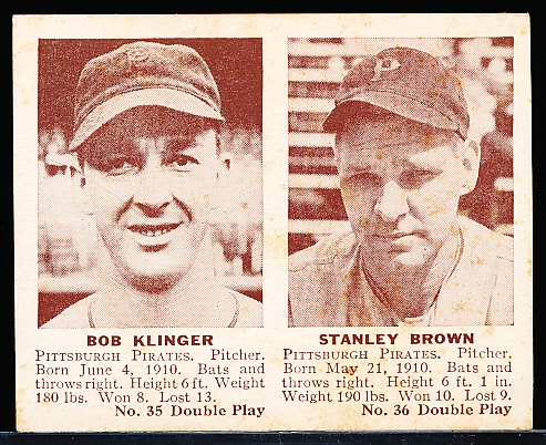 1941 Double Play Bb- #35 Klinger/#36 Stanley Brown (Pirates)