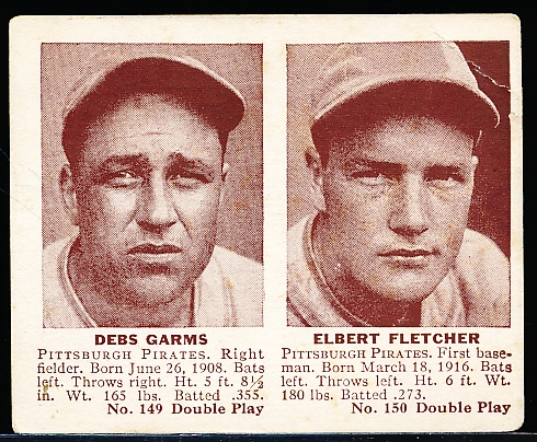 1941 Double Play Bb- #149 Debs Garms/ #150 Elbie Fletcher (Pirates)