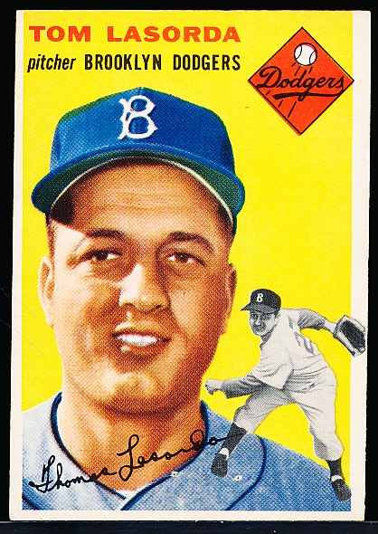 1954 Topps Baseball- #132 Tom LaSorda RC, Dodgers