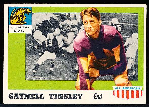 1955 Topps All- American Football- #14 Gaynell Tinsley- with Whizzer White Bio on Back
