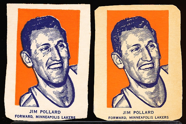 1952 Wheaties Basketball- Jim Pollard, Minneapolis Lakers- 2 Cards (Portrait pose)