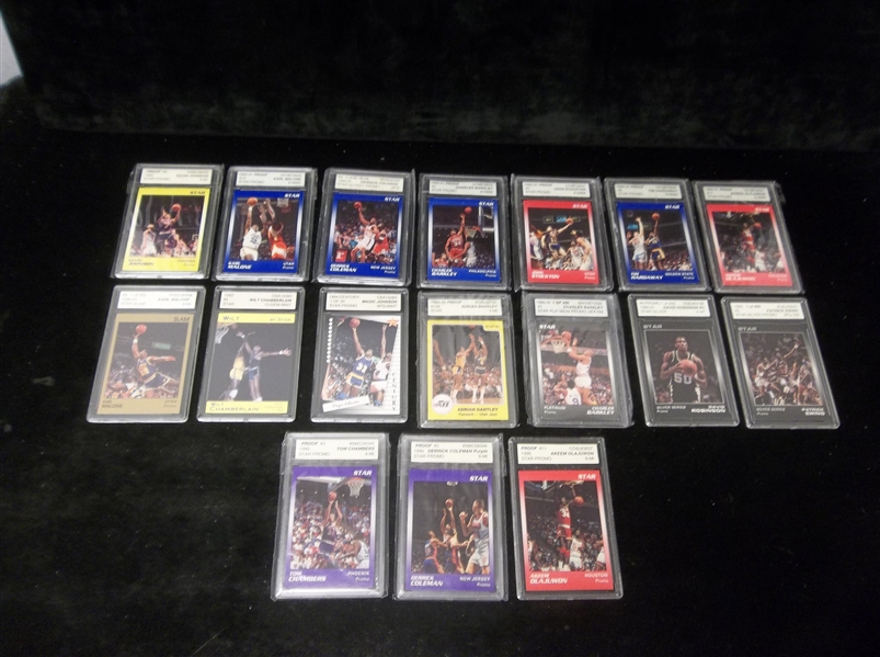 Clean-Up Lot of ASA (Accugrade) and CSA (Certified Sports Authority) Star Bskbl. Graded Promo/ Proof/ Regular Cards- 17 Cards