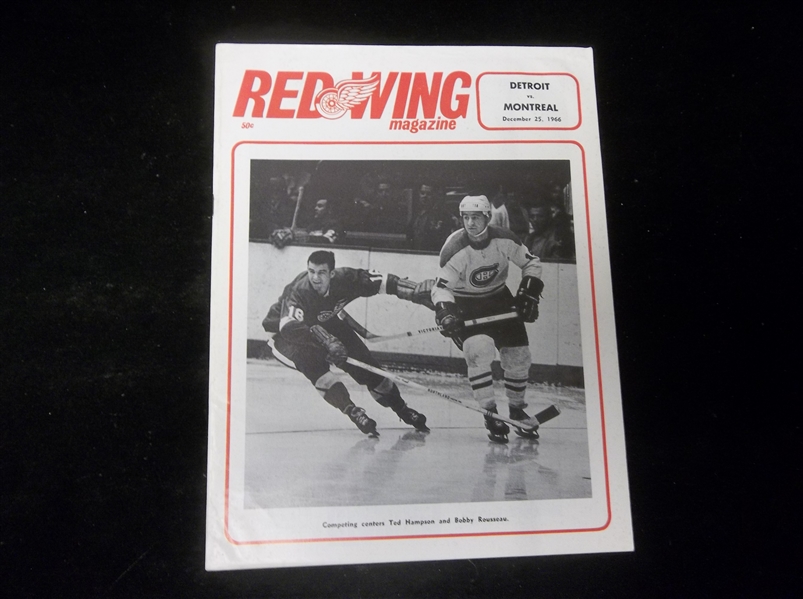December 25, 1966 Montreal Canadiens @ Detroit Red Wings NHL Program