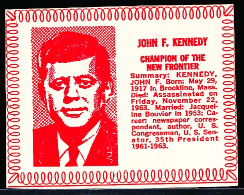 Mid-1960’s “U.S. Presidents” (F135) Milk Carton Card- John F. Kennedy