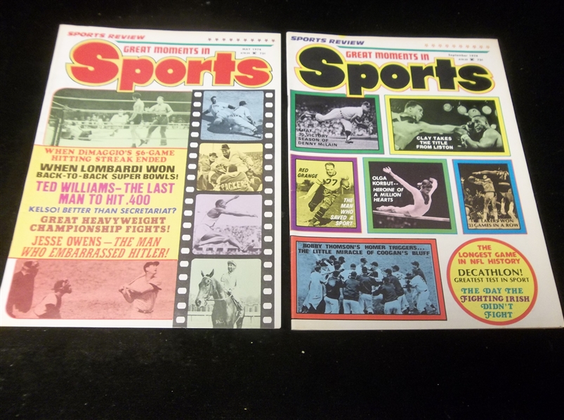 1974 G.C. London Publishing Corp. “Sports Review Great Moments in Sports” Magazines- 2 Diff.