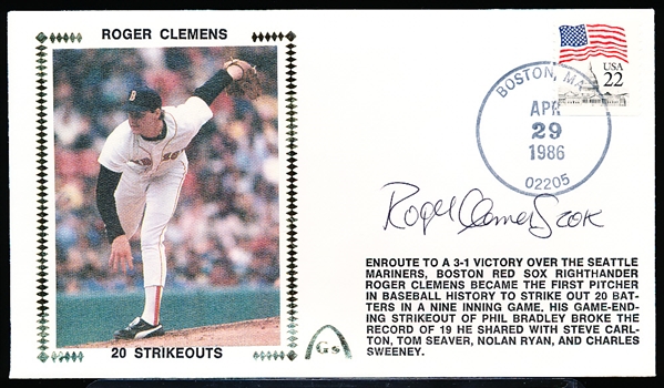 Autographed April 29, 1986 Gateway Postal Cachet MLB Roger Clemens 20K’s