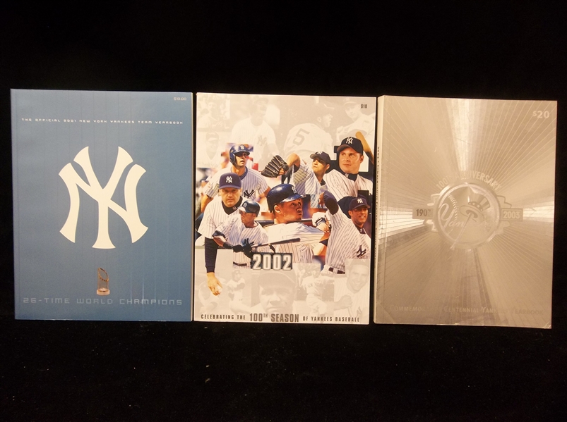 2001-2003 New York Yankees MLB Yearbooks- 1 From Each Year