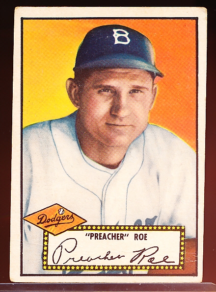 1952 Topps Bb- #66 Preacher Roe, Dodgers- Black Back