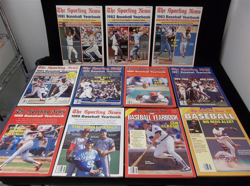 1981-1991 The Sporting News “Baseball Yearbook”- Run of 11 Years