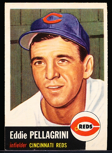 1953 Topps Baseball- #28 Eddie Pellagrini, Reds