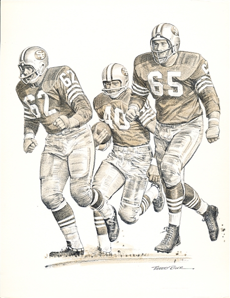 1963 Robert Riger San Francisco 49ers NFL 8-½” x 11” Print- Running Play