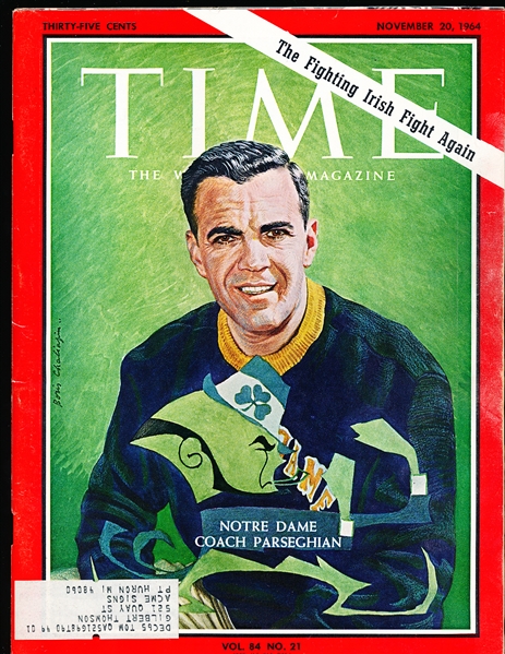 November 20, 1964 Time Magazine- Ara Parseghian, Notre Dame Cover