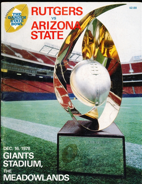 December 16, 1978 Garden State Bowl College Ftbl. Program- Arizona State vs. Rutgers @ The Meadowlands
