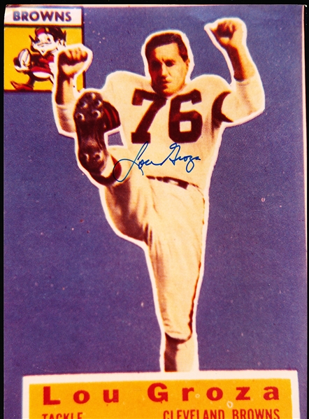 Autographed Lou Groza Cleveland Browns NFL Color 8” x 11-3/8” Blowup of his 1956 Topps Football Card