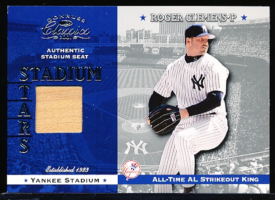 2001 Donruss Classics Bsbl. “Stadium Stars Relic” #SS-22 Roger Clemens, Yankees