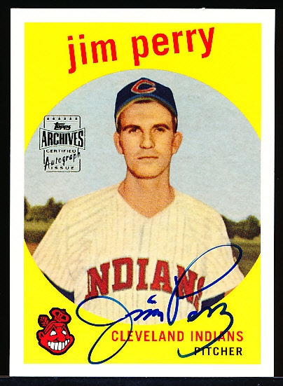 2001 Topps Archives Bsbl. “Rookie Reprint Autograph” #84 Jim Perry, Indians