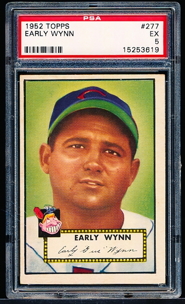 1952 Topps Baseball- #277 Early Wynn, Cleveland- PSA Ex 5