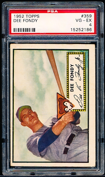 1952 Topps Baseball- #359 Dee Fondy, Cubs- PSA Vg-Ex 4- Hi#