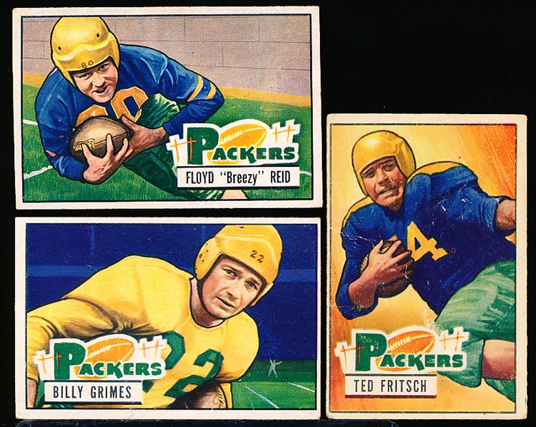 1951 Bowman Fb- 3 Diff Green Bay Packers