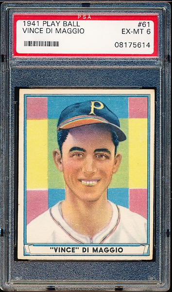 1941 Playball Bb- #61 Vince DiMaggio, Pirates- Hi#- PSA Ex-Mt 6