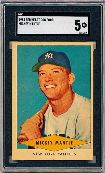 1954 Red Heart Bb- Mickey Mantle, Yankees- SGC 5 (Ex)