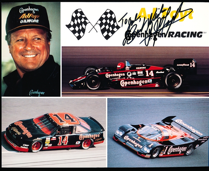 Autographed A. J. Foyt Copenhagen Auto Racing Color 8” x 10” Promotional Photo Handout