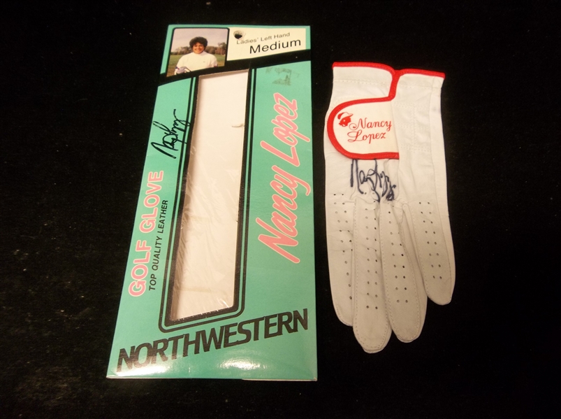 Nancy Lopez Autographed Northwestern Lopez Golf Glove in Autographed Original Packaging