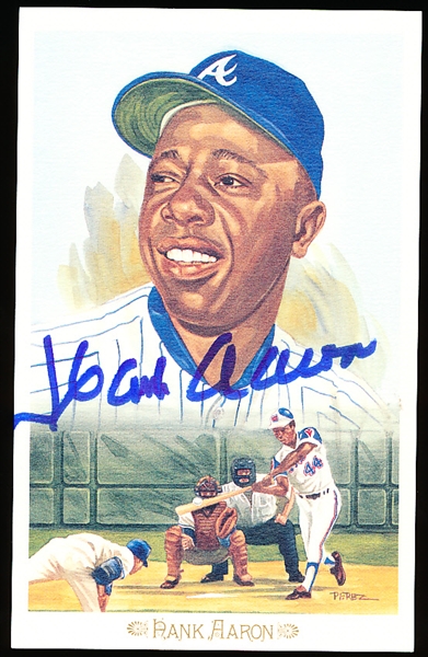 Autographed Hank Aaron 1989 Perez-Steele Celebration BB HOF Postcard #1- JSA Certified