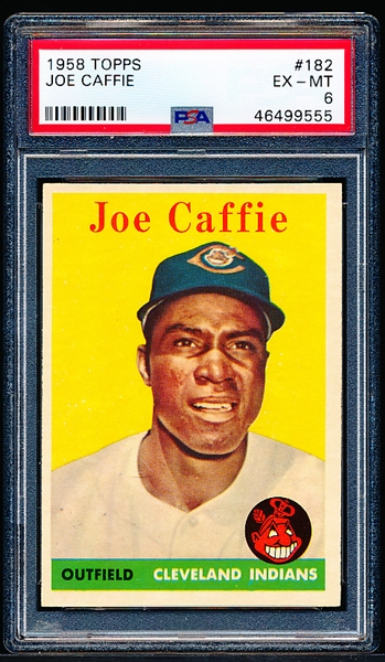 1958 Topps Bb- #182 Joe Caffie, Cleveland- PSA Ex-Mt 6