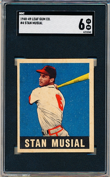 1948-49 Leaf Baseball- #4 Stan Musial, Cardinals- SGC 6 (Ex-Nm)